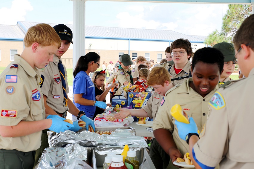 Boy Scouts of America members break for lunch Saturday, September 22, 2018 at East Mississippi Community College’s Golden Triangle campus during the Pushmataha Area Council Fall Camporee. Boy Scouts of America members break for lunch Saturday, September 22, 2018 at East Mississippi Community College’s Golden Triangle campus during the Pushmataha Area Council Fall Camporee.