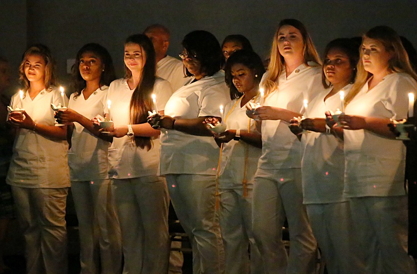 Twenty-seven students graduated from East Mississippi Community College’s Practical Nursing program in a pinning ceremony the night of Thursday, July 11, in the Lyceum Auditorium on the Golden Triangle campus. Twenty-seven students graduated from East Mississippi Community College’s Practical Nursing program in a pinning ceremony the night of Thursday, July 11, in the Lyceum Auditorium on the Golden Triangle campus.